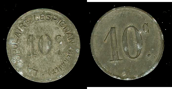 La populaire  Lespignan - Hérault (34) 10 centimes N.D. TTB